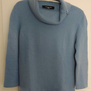 JONES NEW YORK 100% CASHMERE SWEATER COWL NECK SIDE BUTTON COLLAR  3/4  SLEEVES